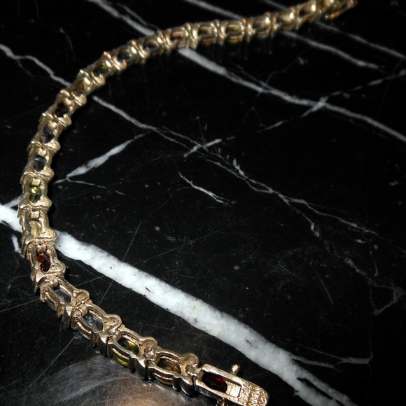 UP THAILAND 925 Sterling Silver Oval Multi Stone G - Picture 6 of 7